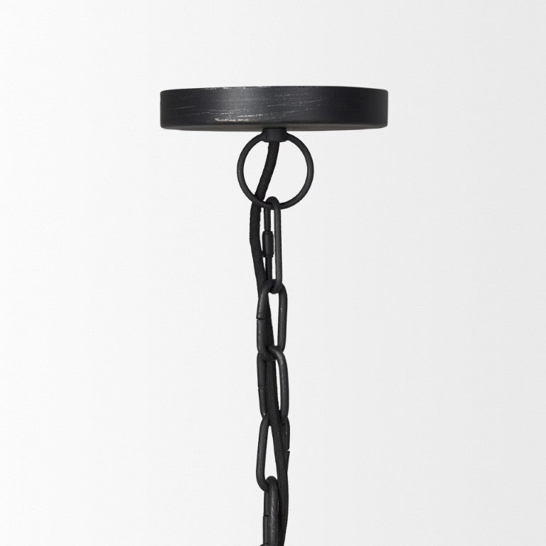 HomeRoots Black Metal Single Ceiling Light with Pendant Shades Industrial Style Home Lighting Black 24" W x 17" H x 24" D 731412