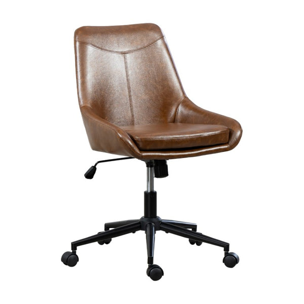 Light Brown Ergonomic Swivel Desk Chair with Rolling Casters and Adjustable Seat