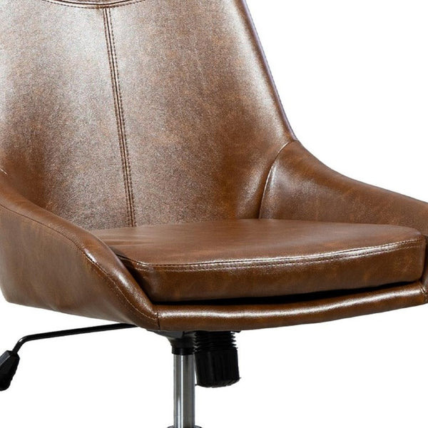 Light Brown Ergonomic Swivel Desk Chair with Rolling Casters and Adjustable Seat