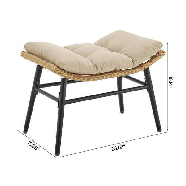 English Elm Benson 3-Piece Lounge Set Cream – Weatherproof PE Rattan, Tufted Cushions, Tempered Glass Table B365P397651