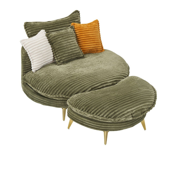 English Elm 65.00 Inch Mid-century Corduroy Loveseat with Gold Tapered Legs for Apartment Living Green W1658P212596
