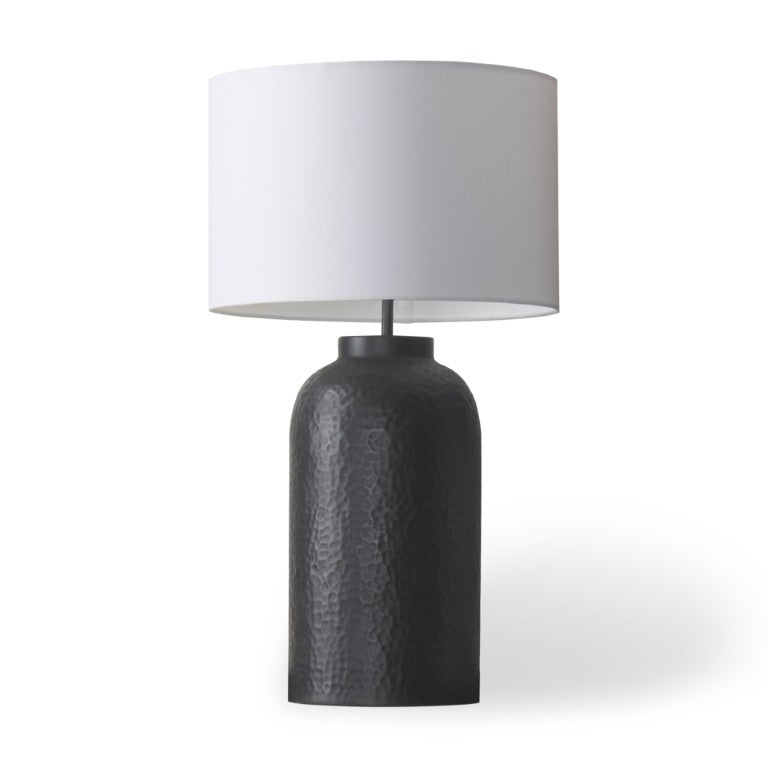 HomeRoots 30 Inch Novelty Table Lamp with Drum Shade for Elegant Modern Living Room Accent Light Black 731500