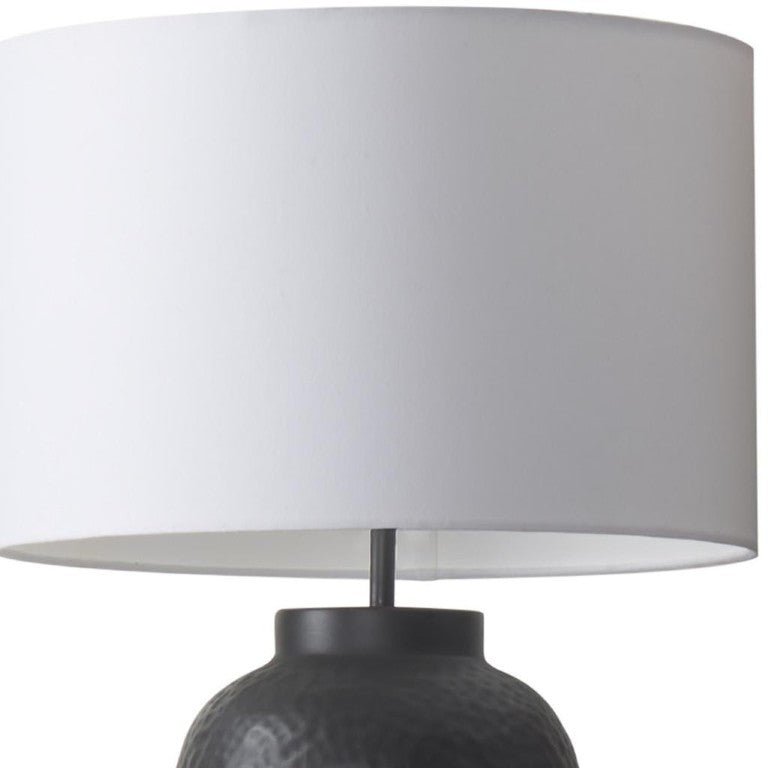 HomeRoots 30 Inch Novelty Table Lamp with Drum Shade for Elegant Modern Living Room Accent Light Black 731500