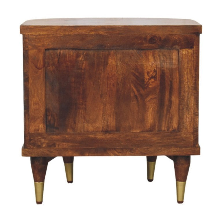 HomeRoots 22 Inch Solid Wood Ribbed Nightstand with Two Drawers for Stylish Bedroom Storage 731526