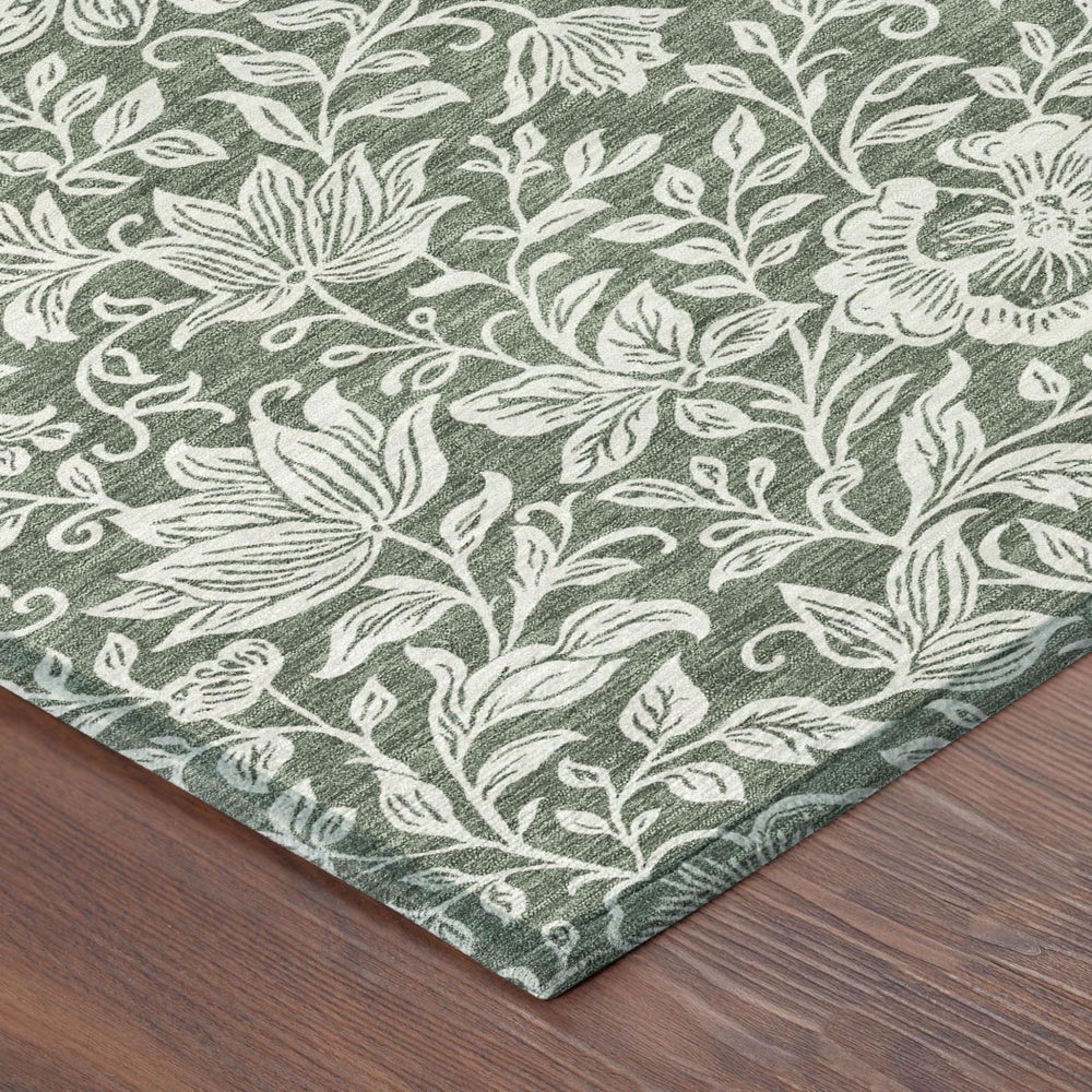 5 X 8 Floral Polyester Area Rug Washable Indoor Outdoor Use Patio Entryway