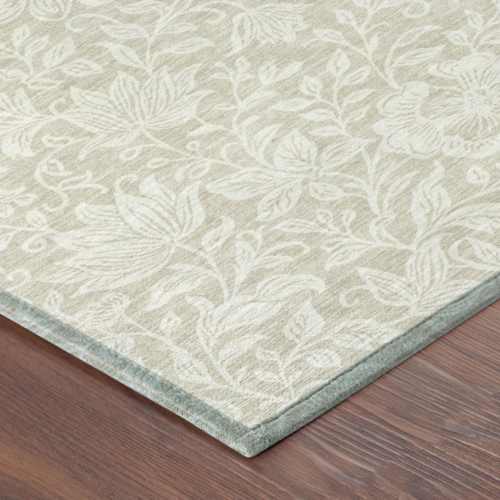 10 X 14 Floral Polyester Area Rug Machine Washable Beige Ivory Indoor Outdoor