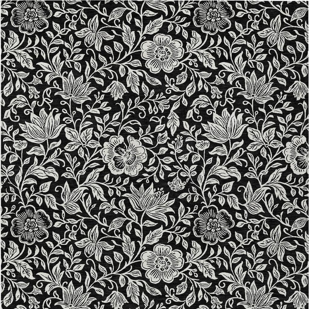 HomeRoots 5 X 8 Floral Polyester Area Rug Washable for Indoor Outdoor Patio and Entryway 731565