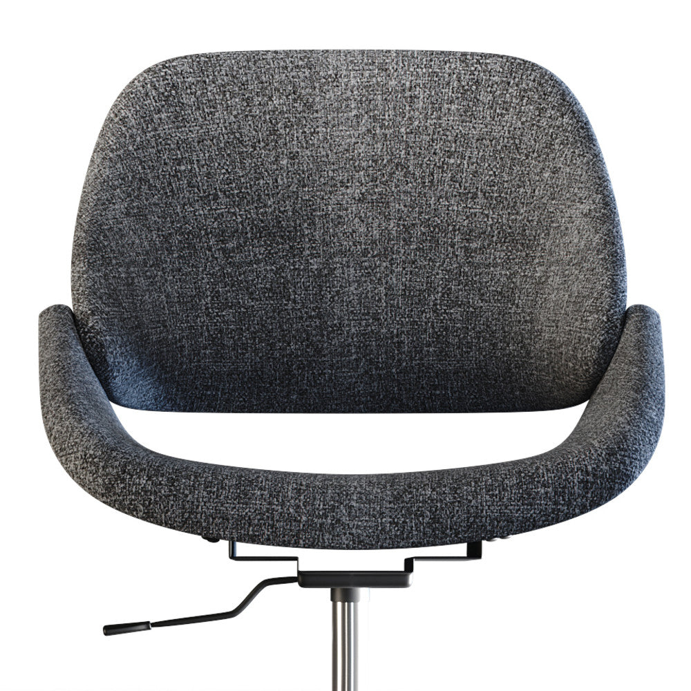 English Elm Malden Mid-Century Modern Office Chair in Grey Fabric — Curved Padded Seat, Chrome Swivel Base, Adjustable B136P158898