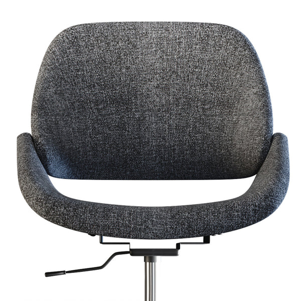 English Elm Malden Mid-Century Modern Office Chair in Grey Fabric — Curved Padded Seat, Chrome Swivel Base, Adjustable B136P158898