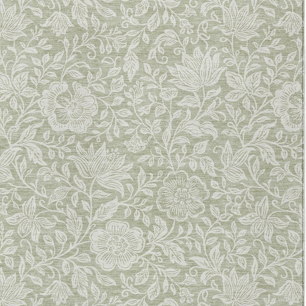 HomeRoots 10x14 Floral Polyester Area Rug Washable Low Pile for Indoor Outdoor Living Spaces 731575