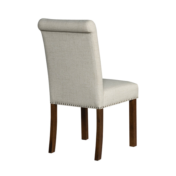 JLA Home 510 Design - Upholstered Transitional Roll-Back Dining Chairs Set of 2 with Silver Nailhead Trim, Plush Comfort and Wood Legs 5DS108-0044