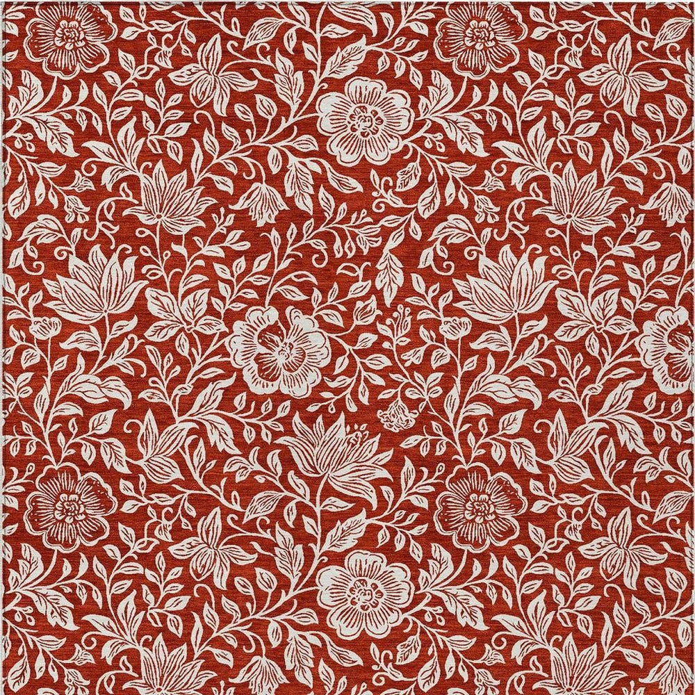 HomeRoots Floral Polyester Area Rug Washable Stain Resistant Indoor Outdoor Patio Traditional Decor 5' x 8' 731625