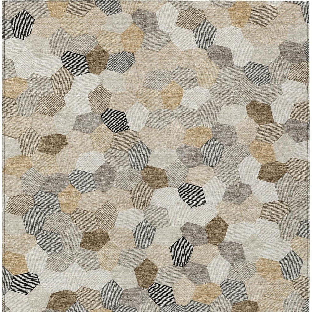 5 X 8 Washable Geometric Polyester Area Rug for Patio Living Room or Foyer