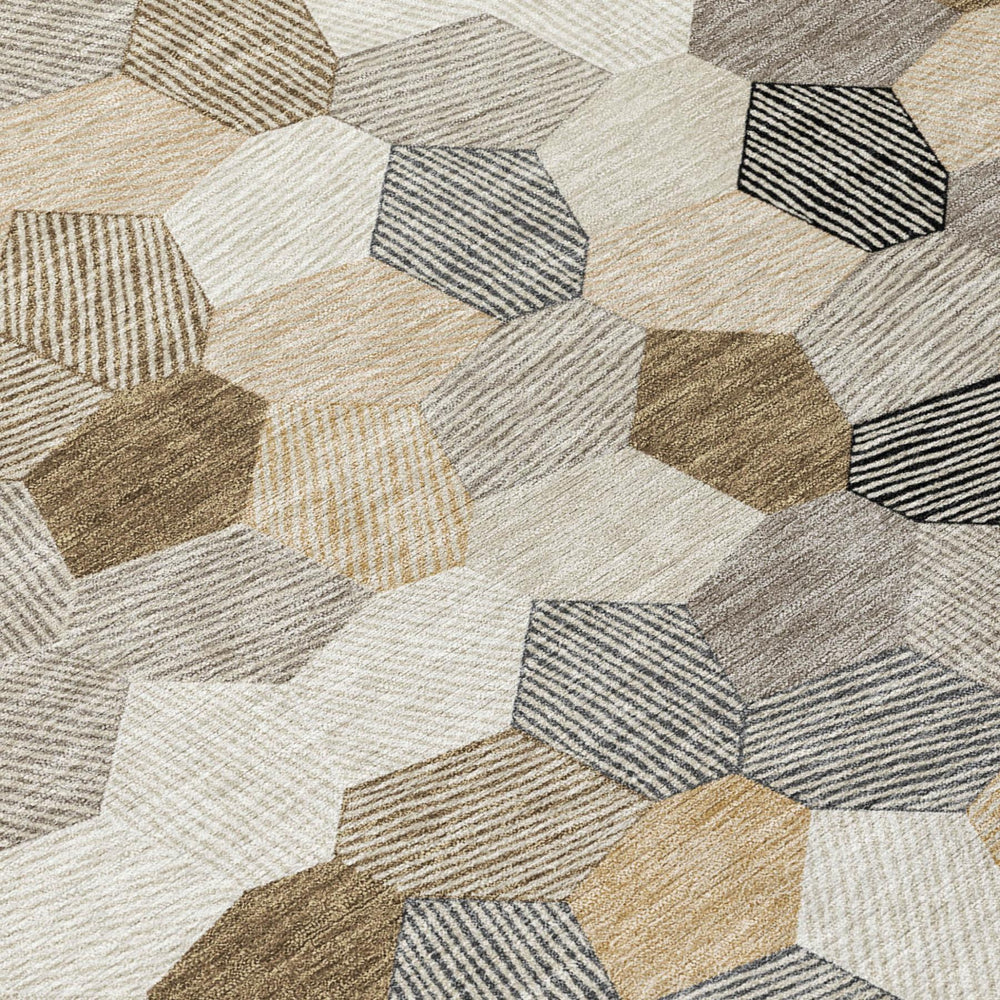 5 X 8 Washable Geometric Polyester Area Rug for Patio Living Room or Foyer