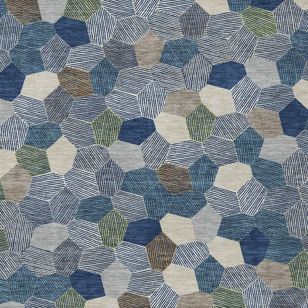 HomeRoots 8x10 Geometric Polyester Indoor Outdoor Rug Machine Washable Low Pile Patio Foyer 731681