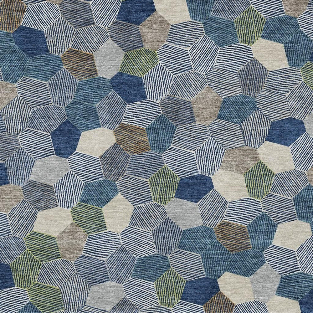 HomeRoots 9x12 Geometric Polyester Area Rug Machine Washable Indoor Outdoor Living Patio 731682