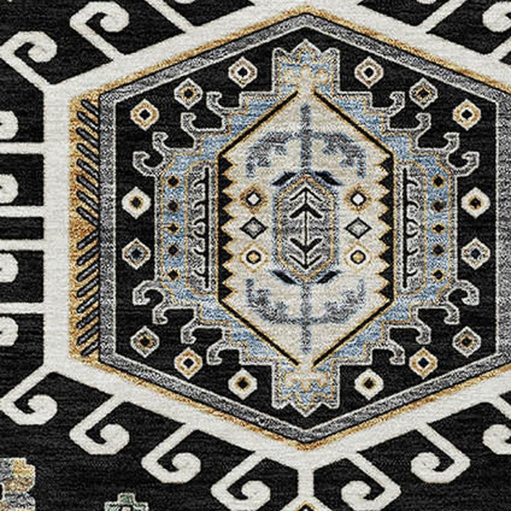 HomeRoots 5 Ft X 8 Ft Tribal Polyester Area Rug Washable Indoor Outdoor Stain Resistant 731721