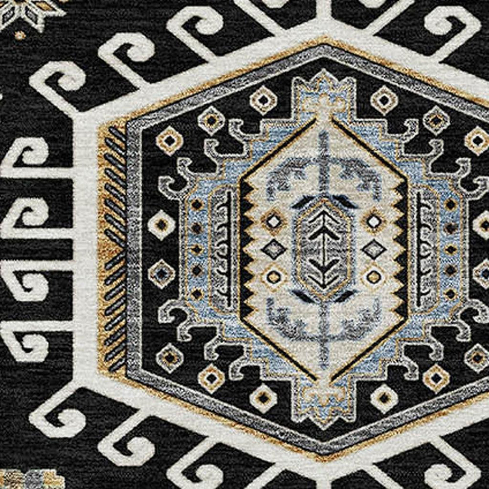 HomeRoots 10 Foot by 14 Tribal Polyester Washable Area Rug for Patios and Living Rooms 731725