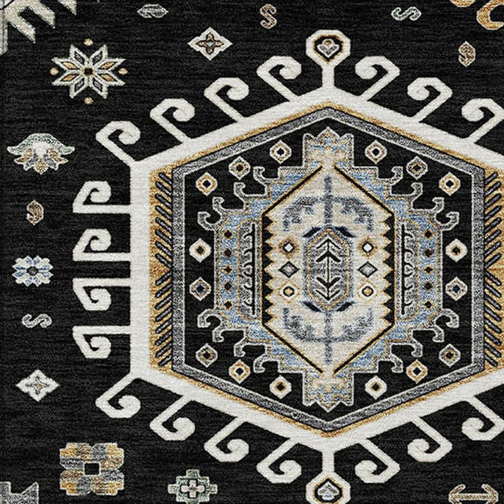 HomeRoots 10 Foot by 14 Tribal Polyester Washable Area Rug for Patios and Living Rooms 731725