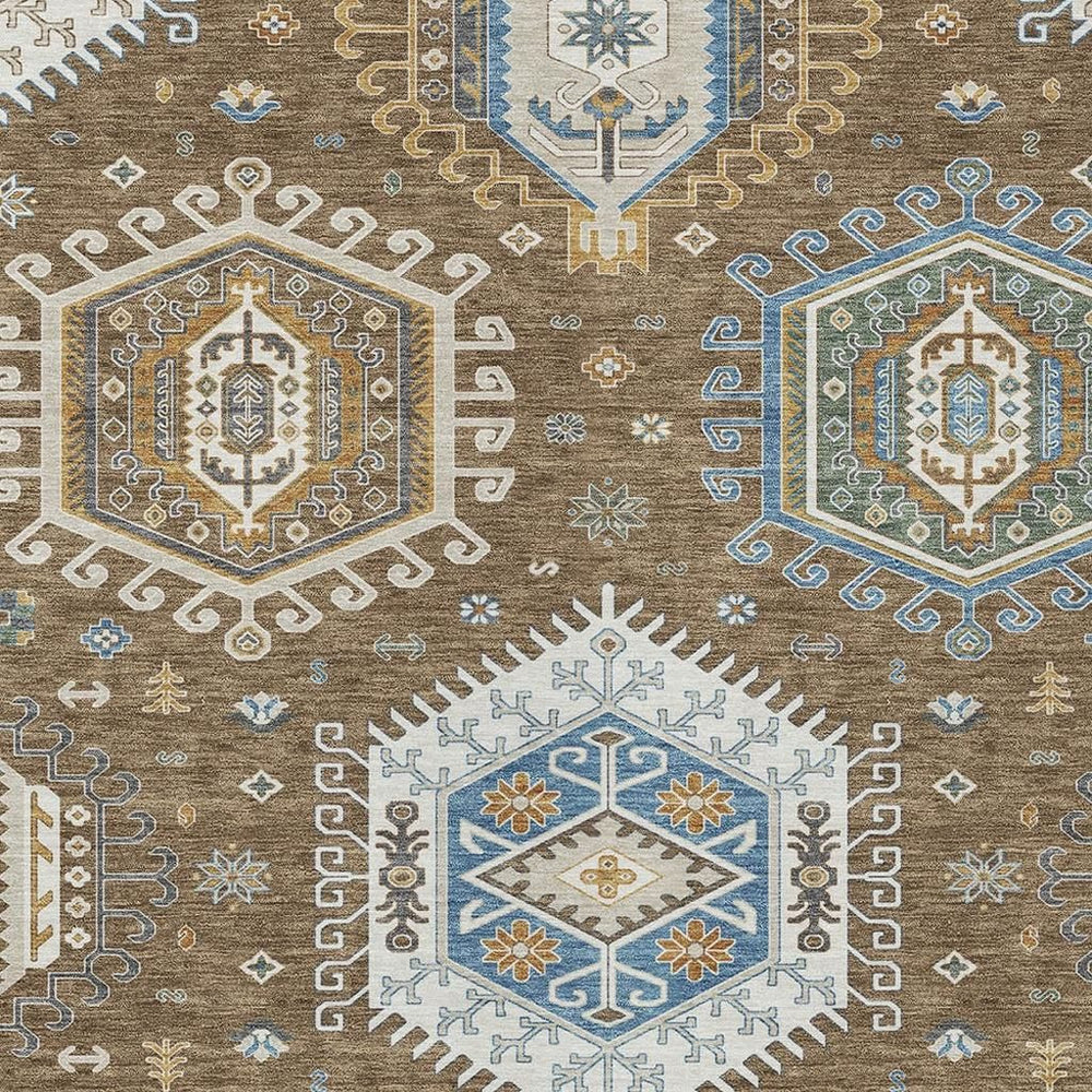 HomeRoots Tribal Polyester Area Rug Washable Stain Resistant Fade for Indoor Outdoor Use 9' x 12' 731730