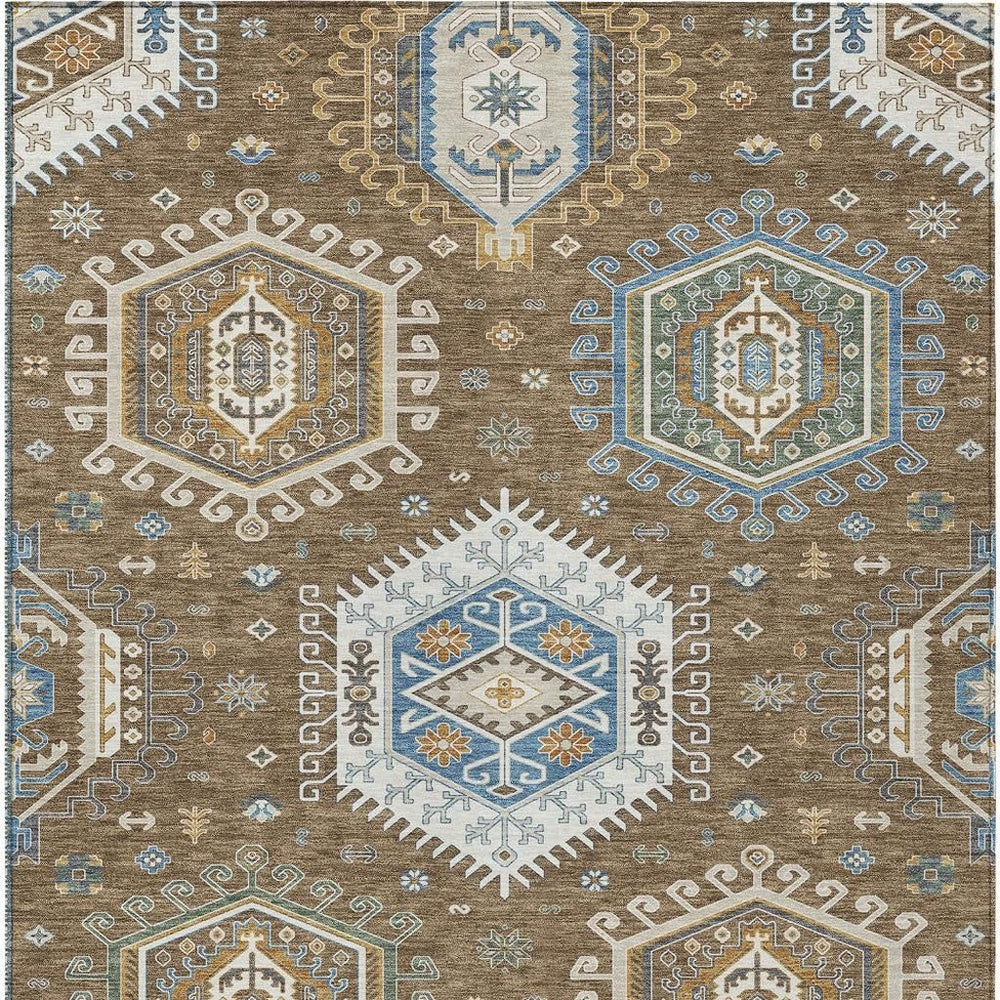 HomeRoots Tribal Polyester Area Rug Washable Stain Resistant Fade for Indoor Outdoor Use 9' x 12' 731730