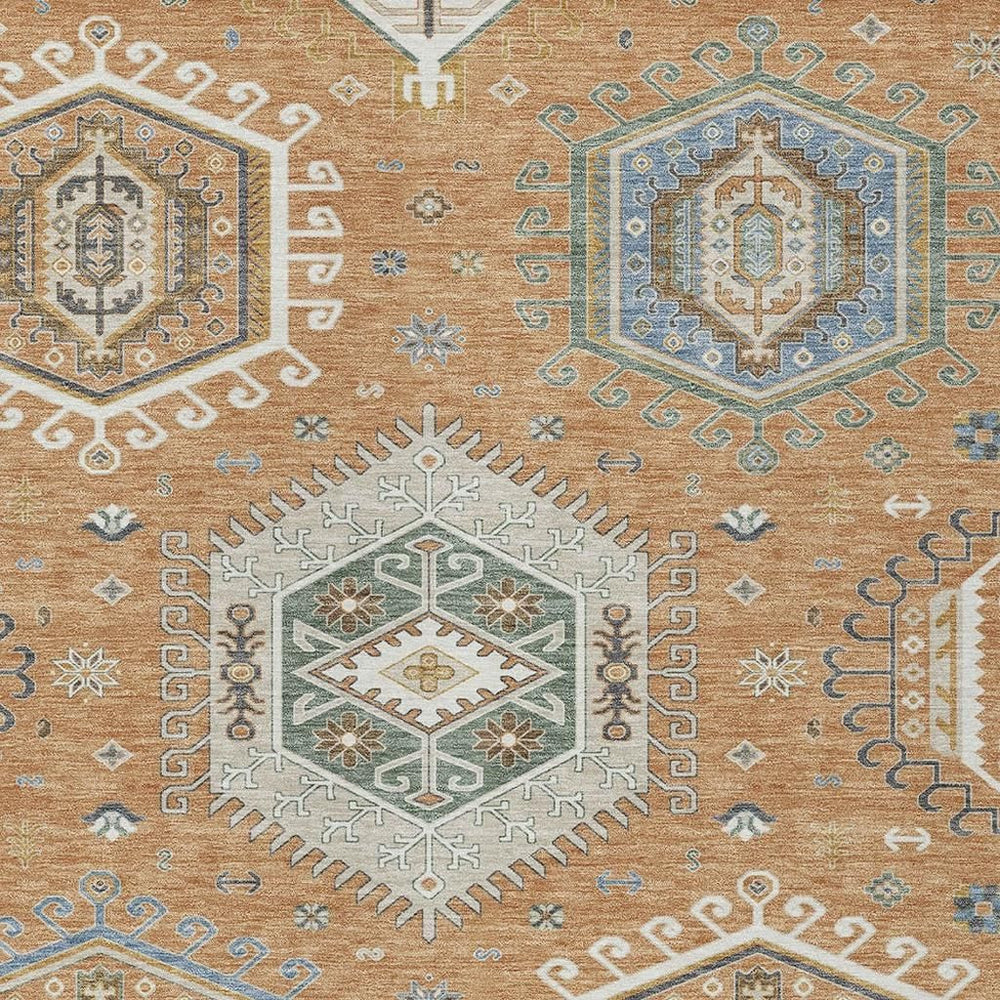 HomeRoots Tribal Washable Polyester Area Rug for Indoor Outdoor Patio Living Room High Traffic Spaces 5' x 8' 731733
