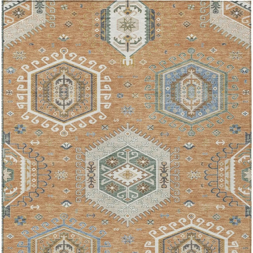 HomeRoots Tribal Washable Polyester Area Rug for Indoor Outdoor Patio Living Room High Traffic Spaces 5' x 8' 731733