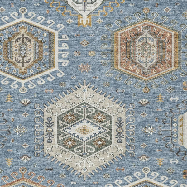 Tribal Washable Polyester Area Rug for Indoor Outdoor High Traffic Spaces Stain Resistant Woven