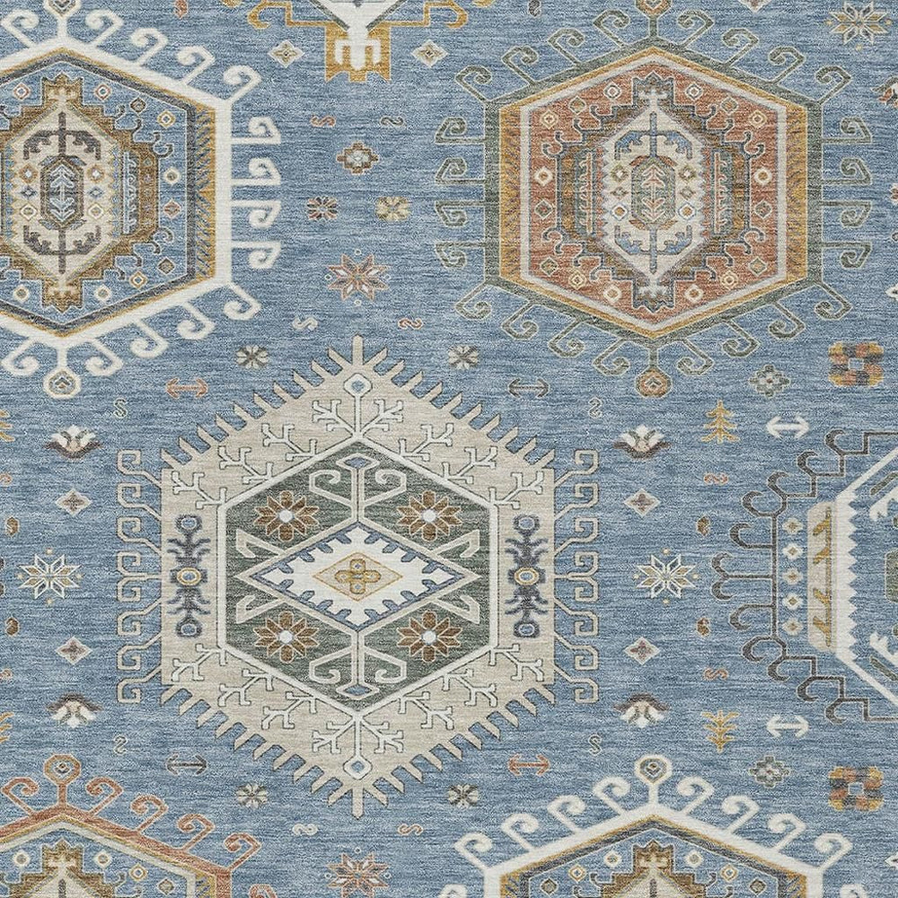 HomeRoots Tribal Washable Polyester Area Rug for Indoor Outdoor High Traffic Spaces Stain Resistant Woven 8' x 10' 731741