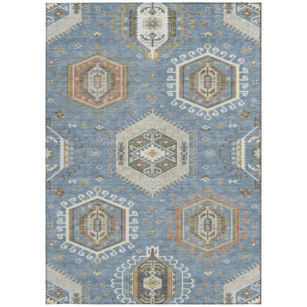 HomeRoots Tribal Washable Polyester Area Rug for Indoor Outdoor High Traffic Spaces Stain Resistant Woven 8' x 10' 731741