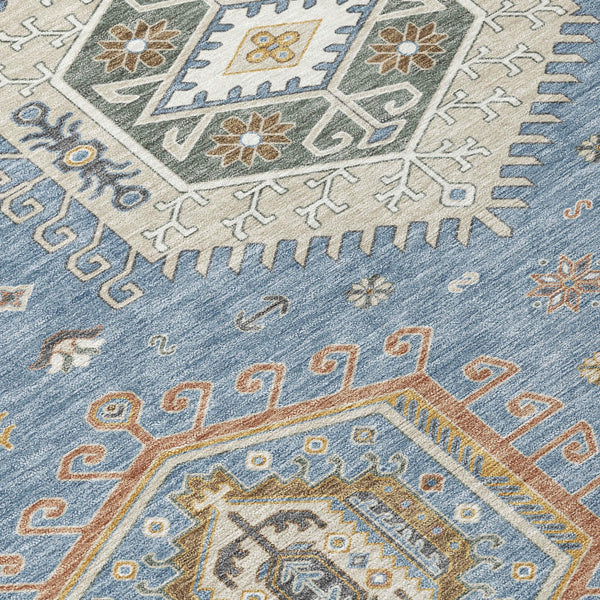 Tribal Washable Polyester Area Rug for Indoor Outdoor High Traffic Spaces Stain Resistant Woven