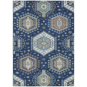 8 Ft X 10 Ft Tribal Motif Washable Polyester Area Rug for Indoor Outdoor Use