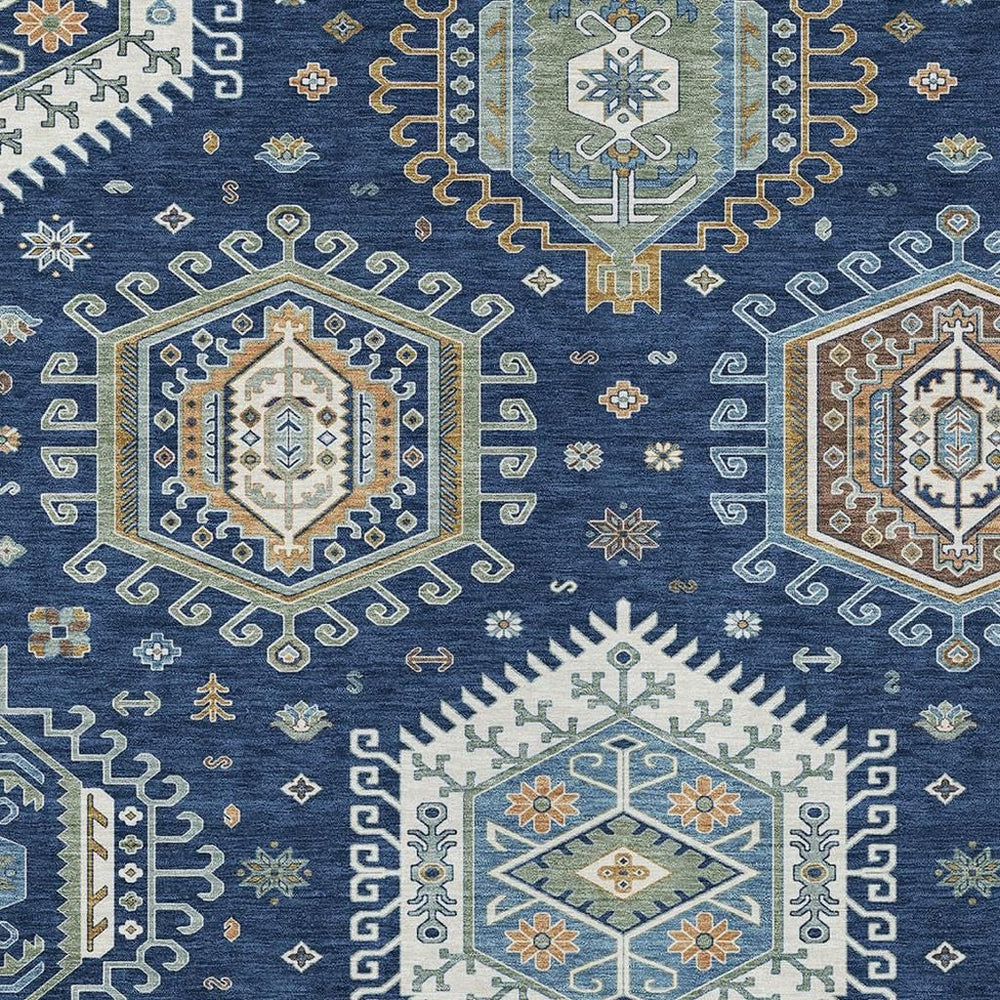 HomeRoots 8 Ft X 10 Ft Tribal Motif Washable Polyester Area Rug for Indoor Outdoor Use 731753