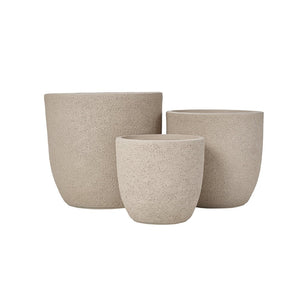 English Elm U_style Mgo Concrete Look Round Planters Set of 3 Lightweight Stackable Outdoor Pots Beige+Yellow N711P406670E
