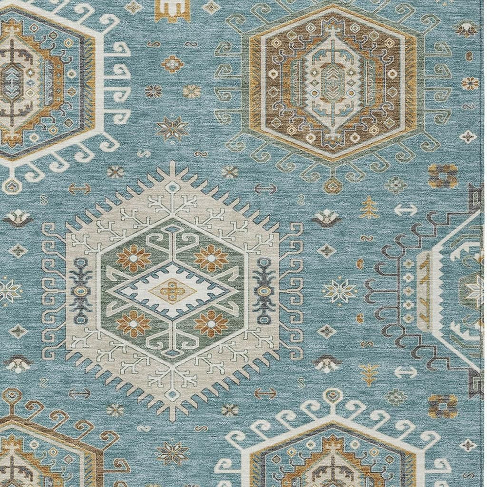 HomeRoots Tribal Motif Washable Polyester Area Rug for Indoor Outdoor Patios Kitchens and Living Rooms 10' x 14' 731767