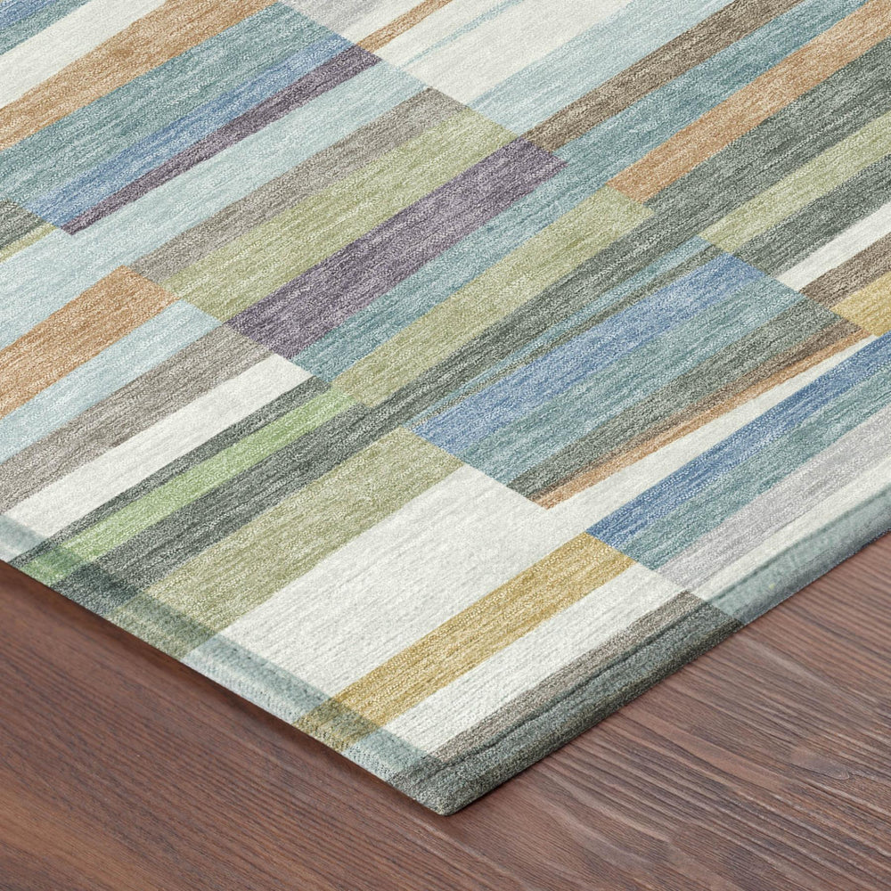 9 X 12 Washable Striped Polyester Indoor Outdoor Rug for Patio and Entryway