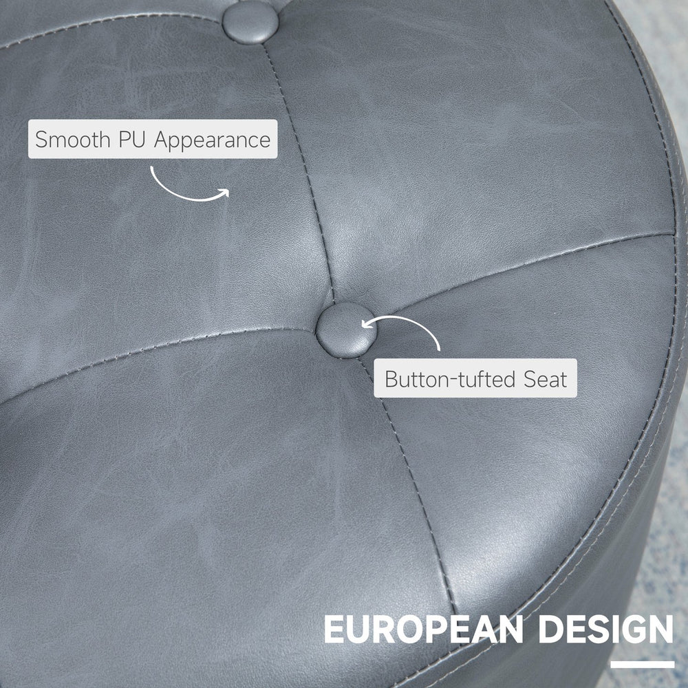 English Elm Homcom 360° Swivel Foot Stool - Versatile Pu Ottoman With Thick Padding & Steel Base, Grey Style W2225P229606