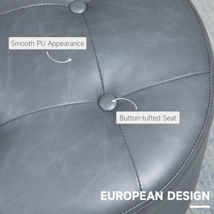 English Elm Homcom 360° Swivel Foot Stool - Versatile Pu Ottoman With Thick Padding & Steel Base, Grey Style W2225P229606