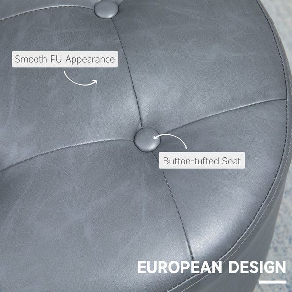 English Elm Homcom 360° Swivel Foot Stool - Versatile Pu Ottoman With Thick Padding & Steel Base, Grey Style W2225P229606