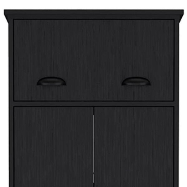 19 Inch Black Wood Corner Accent Chest for Compact Living Spaces Small Storage Cabinet
