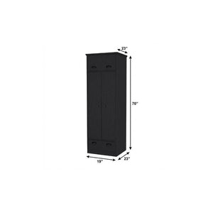 19 Inch Black Wood Corner Accent Chest for Compact Living Spaces Small Storage Cabinet