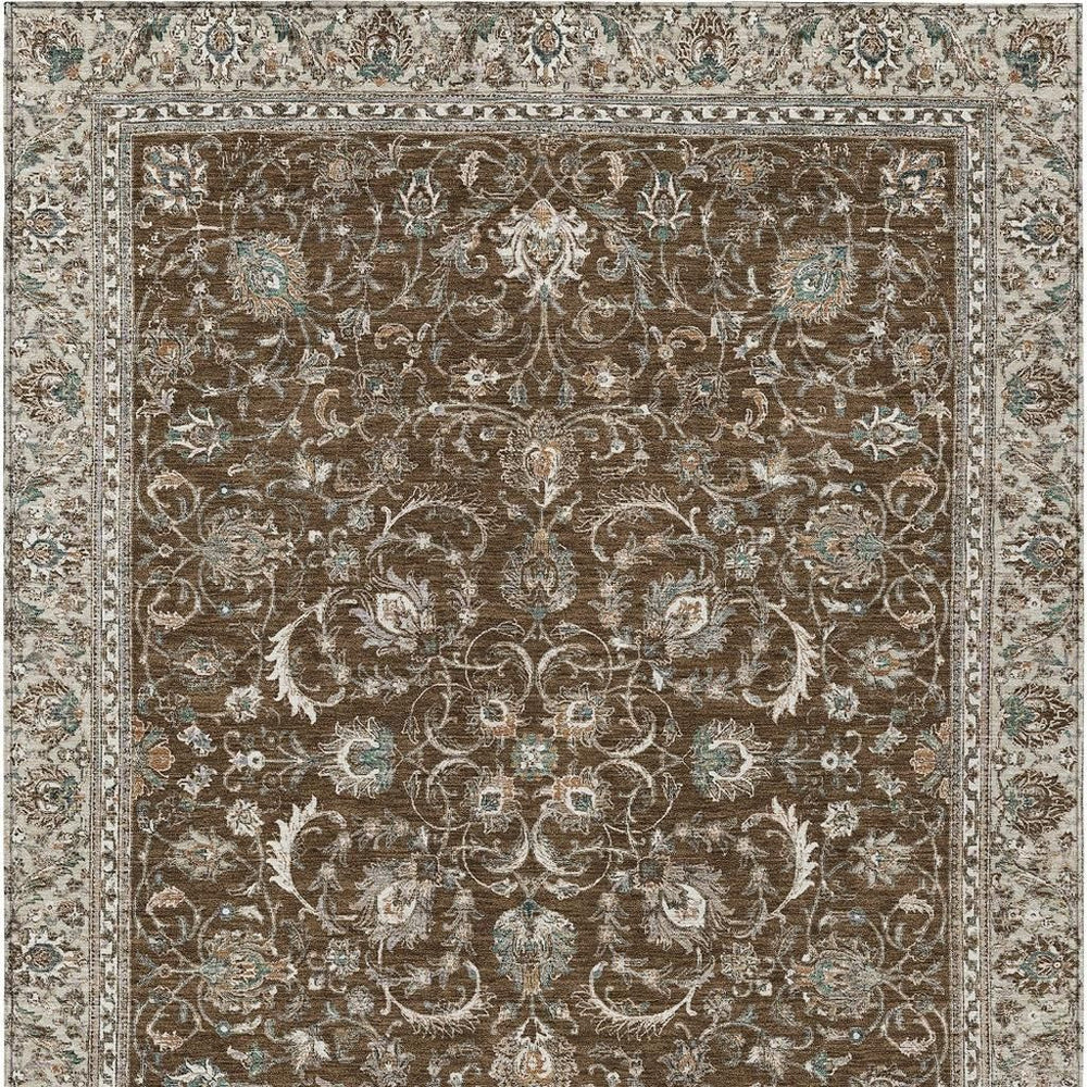 Botanical Leaf Washable Polyester Area Rug for Indoor Outdoor Patio Porch and Living Room