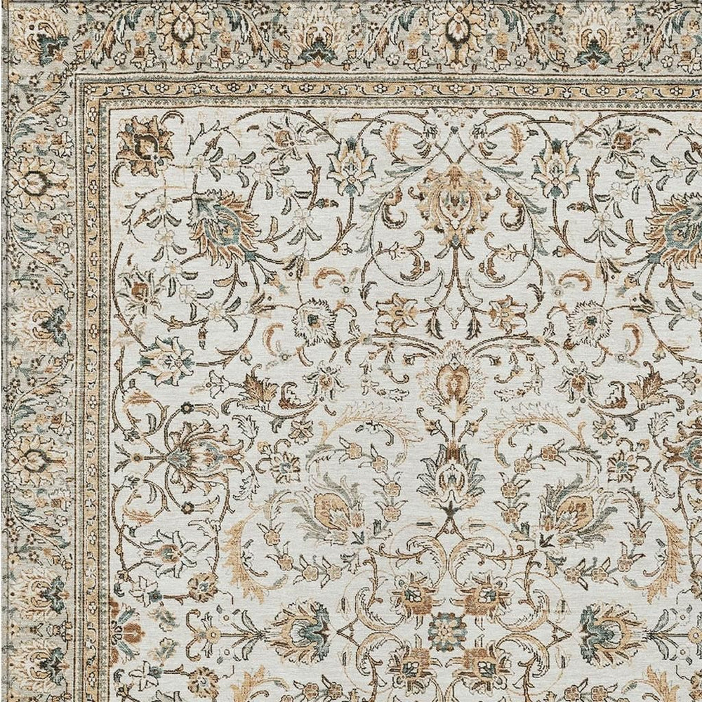 HomeRoots 9x12 Botanical Leaf Polyester Area Rug Machine Washable for Indoor Outdoor Spaces 731830