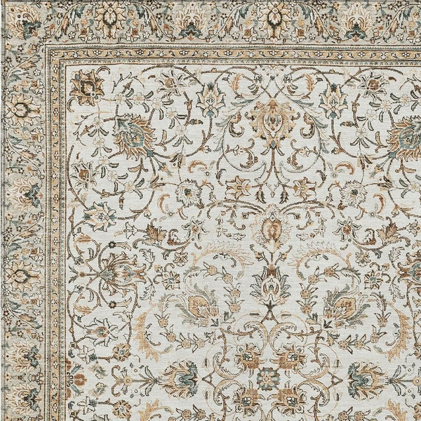 HomeRoots 9x12 Botanical Leaf Polyester Area Rug Machine Washable for Indoor Outdoor Spaces 731830