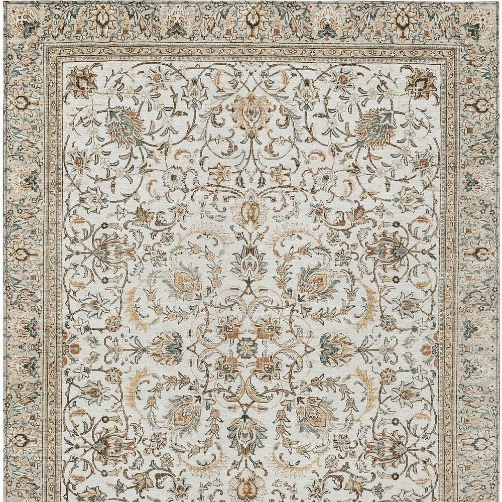 HomeRoots 9x12 Botanical Leaf Polyester Area Rug Machine Washable for Indoor Outdoor Spaces 731830