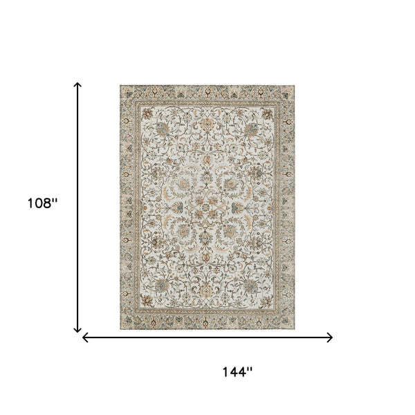 9x12 Botanical Leaf Polyester Area Rug Machine Washable for Indoor Outdoor Spaces