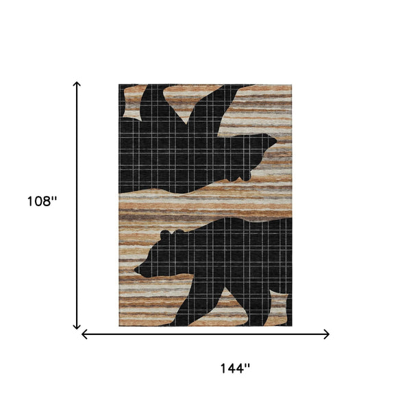 9x12 Abstract Machine Woven Polyester Area Rug Washable Indoor Outdoor Low Pile