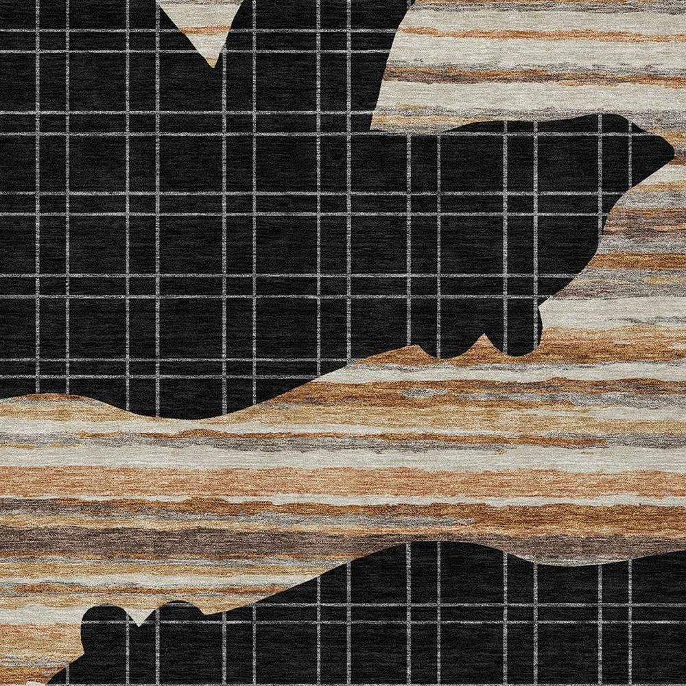 HomeRoots 10 X 14 Abstract Polyester Area Rug Washable Indoor Outdoor Modern Patio 731843