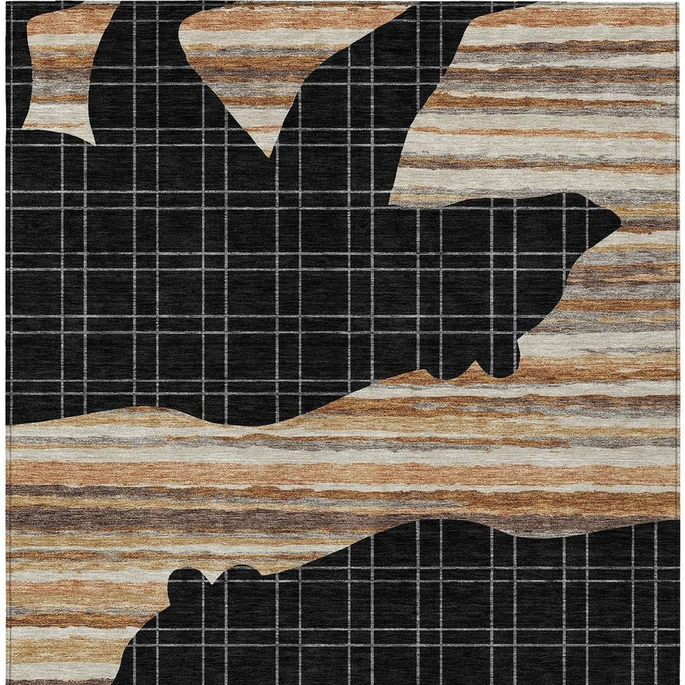 HomeRoots 10 X 14 Abstract Polyester Area Rug Washable Indoor Outdoor Modern Patio 731843