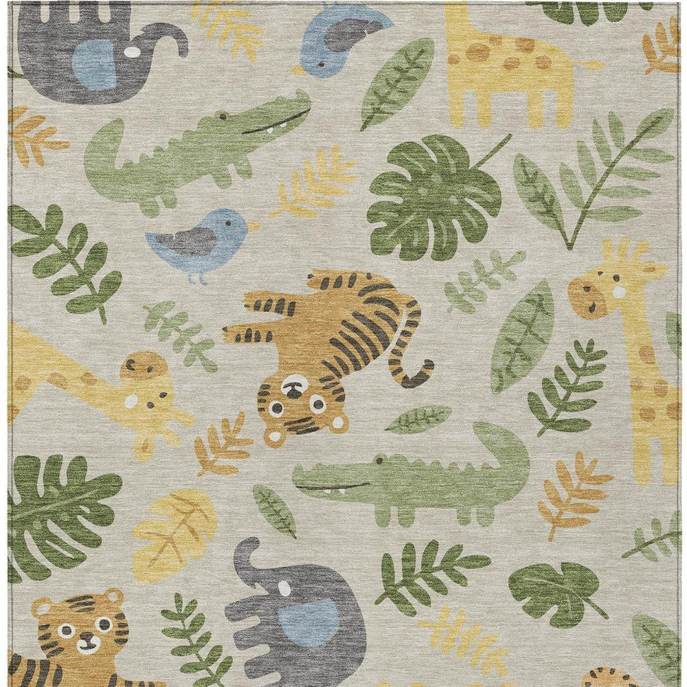 HomeRoots Abstract Washable Polyester Area Rug for Indoor Outdoor Patios Living Rooms and Busy Homes 5' x 8' 731869